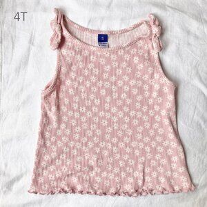 🪴5/$30 4T Old Navy Girls Pink White Floral Bow Tie Sleeveless Tank Top